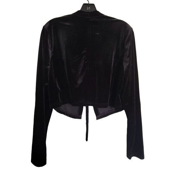 Torrid Tie Front Velvet Cropped Open Front Long Sleeve Jacket Deep Black Size 00 - Picture 6 of 13
